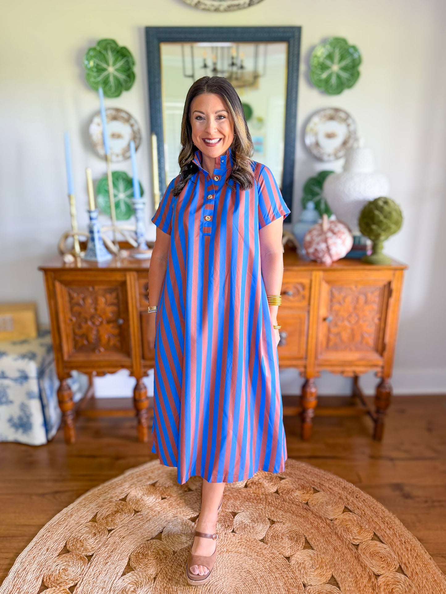 Vivienne Striped Midi Dress