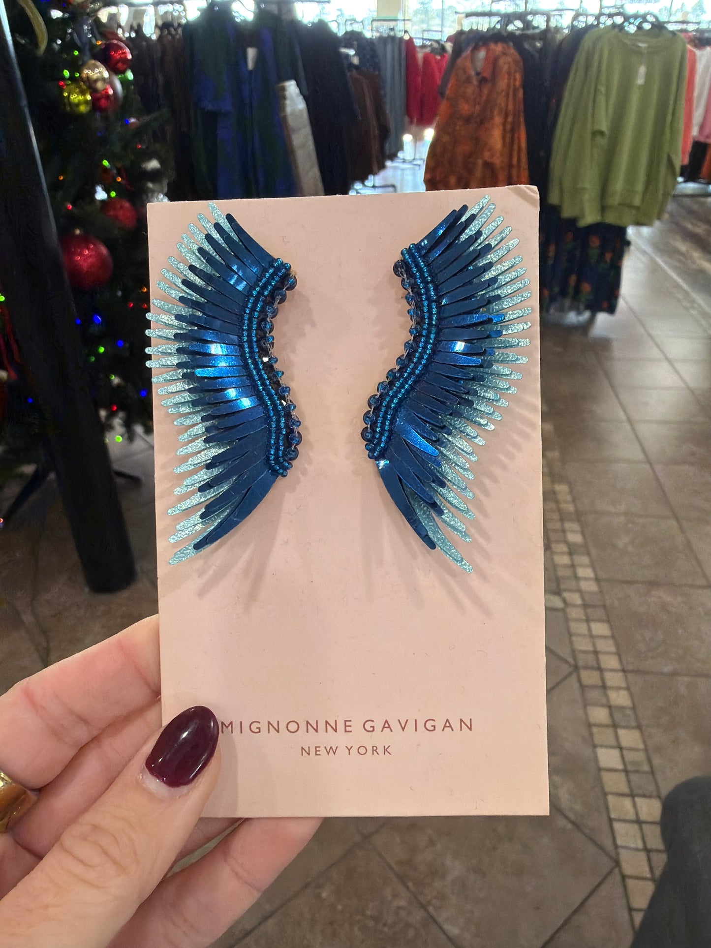 Mignonne Gavigan Midi Madeline Earrings in Baby Blue/ Dark Navy