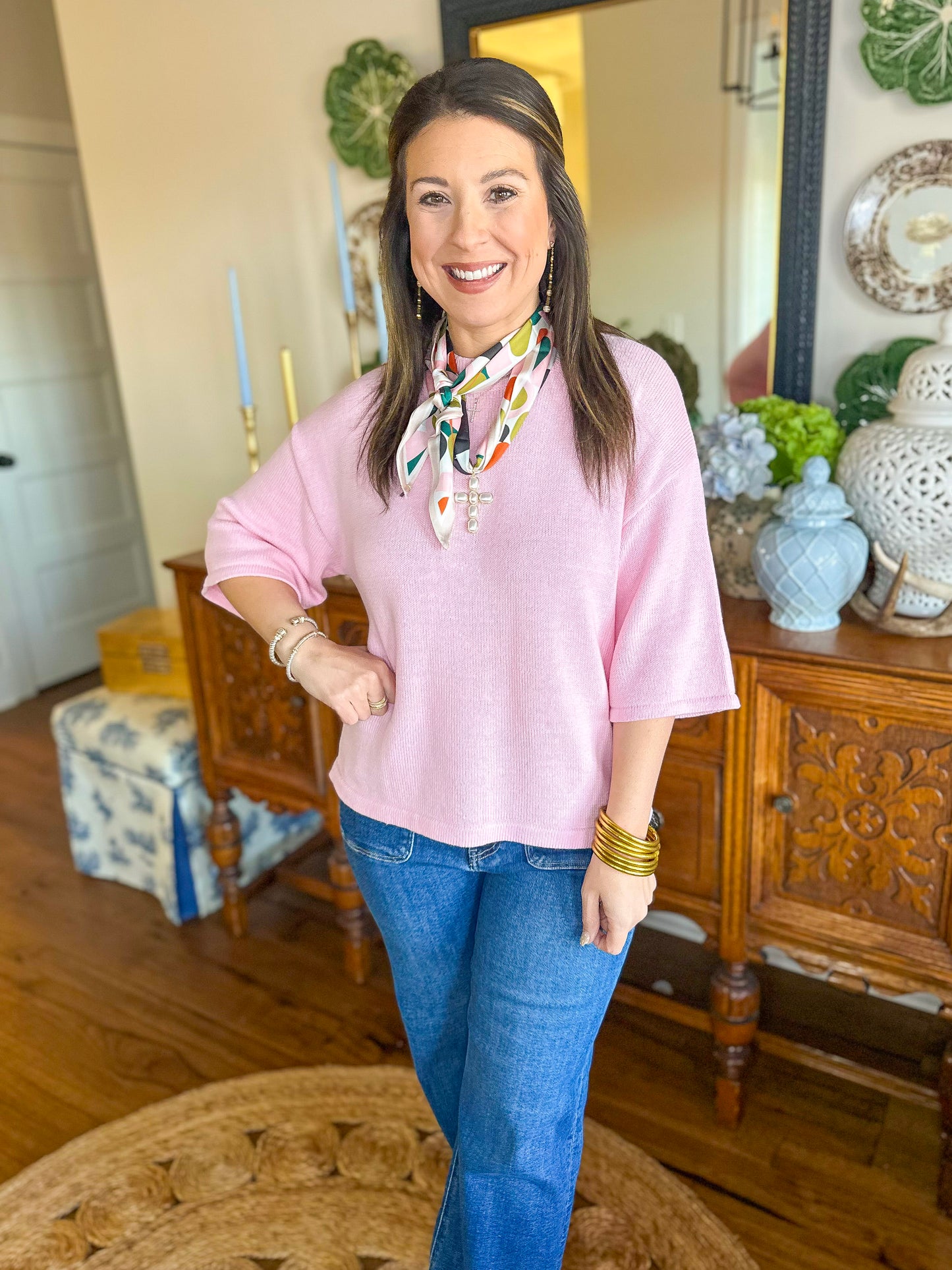 The Maren Knit Top in Baby Pink