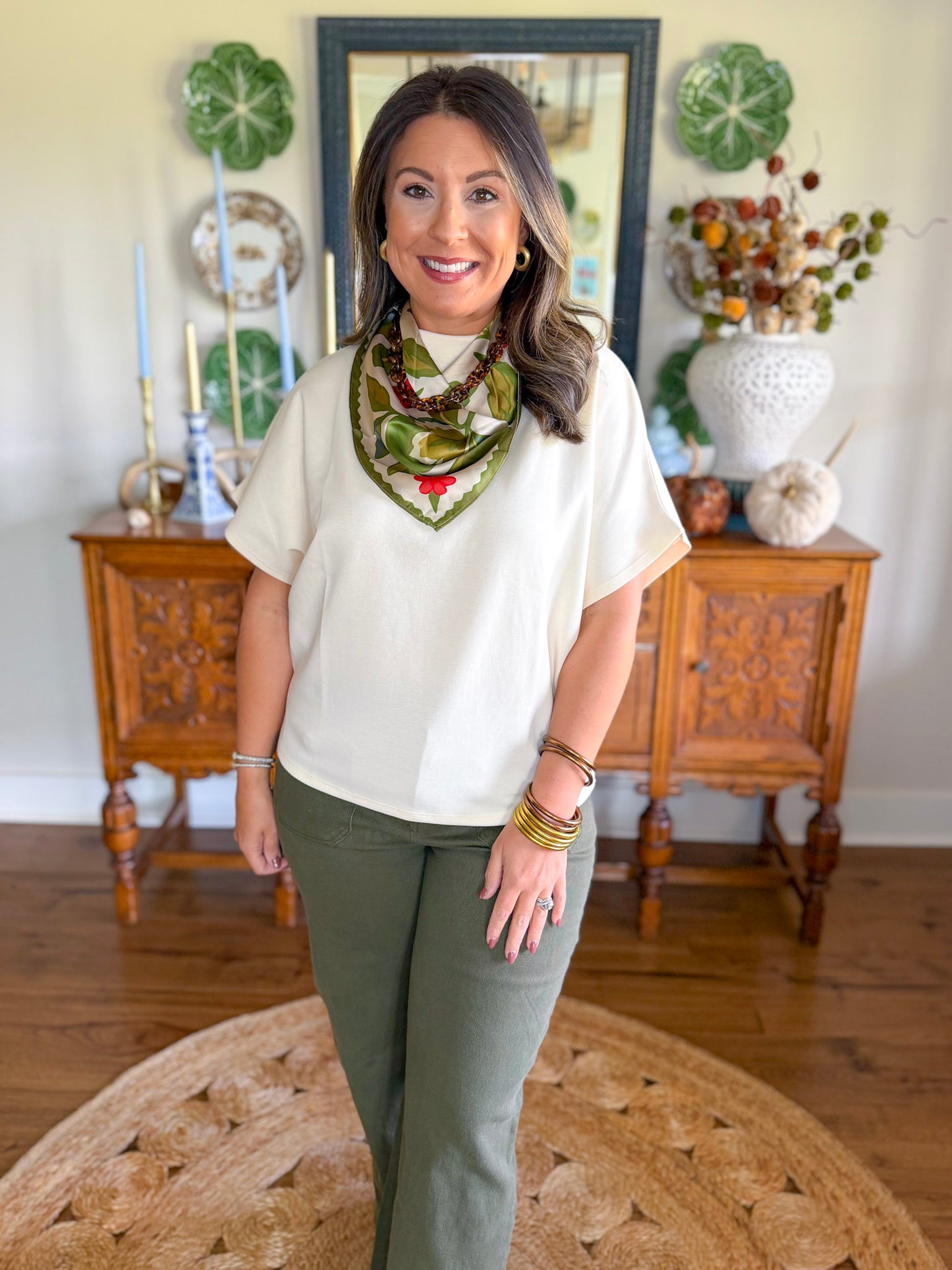 Arden Mock Neck Top in Ivory