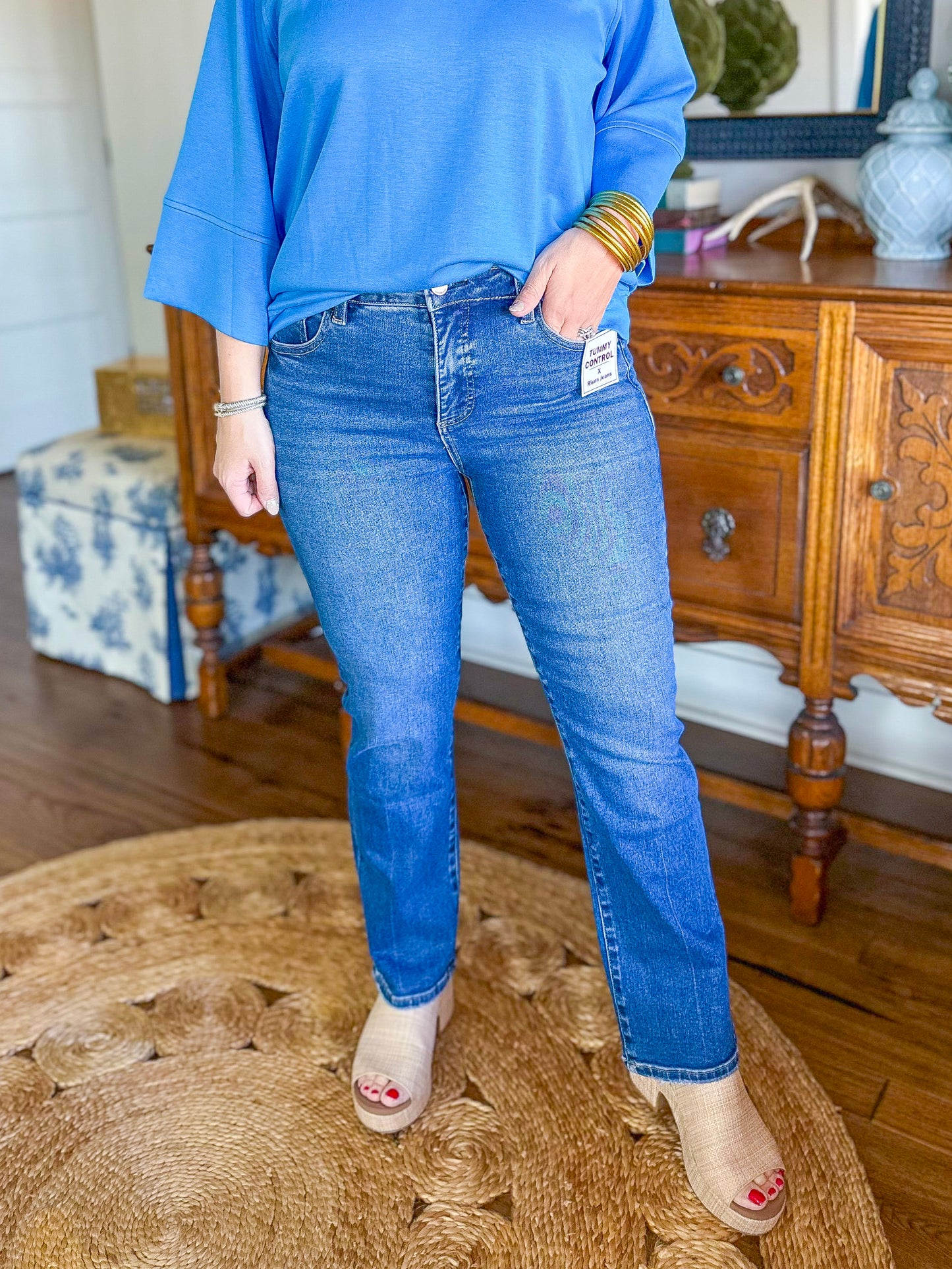 Poppy High-Rise Tummy Control Cropped Straight Jeans