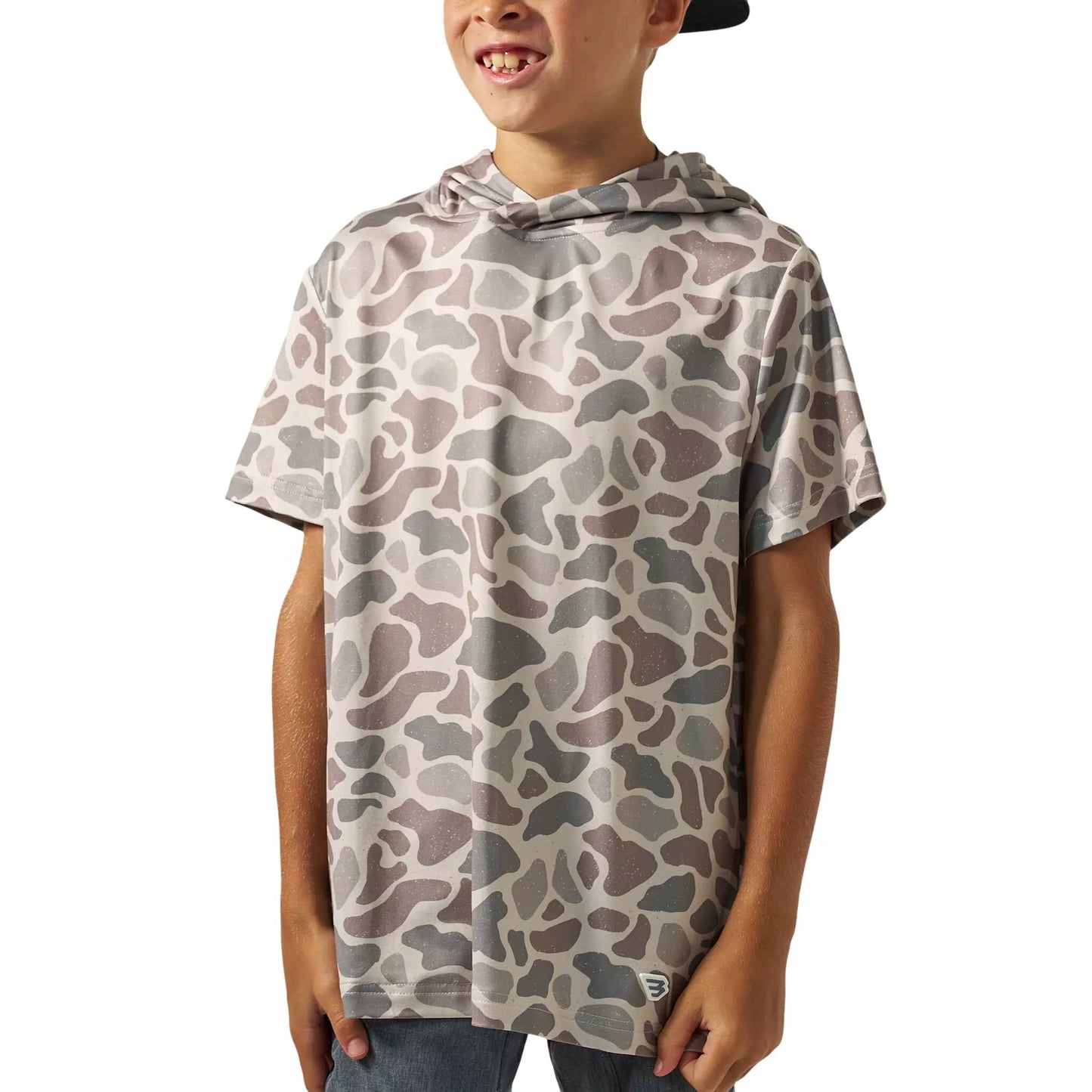 Burlebo | Youth Performance Short Sleeve Hoodie in Classic Deer Camo