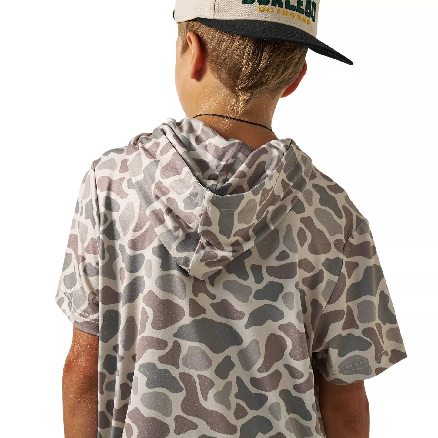 Burlebo | Youth Performance Short Sleeve Hoodie in Classic Deer Camo