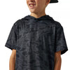 Burlebo | Youth Performance Short Sleeve Hoodie in Black Camo