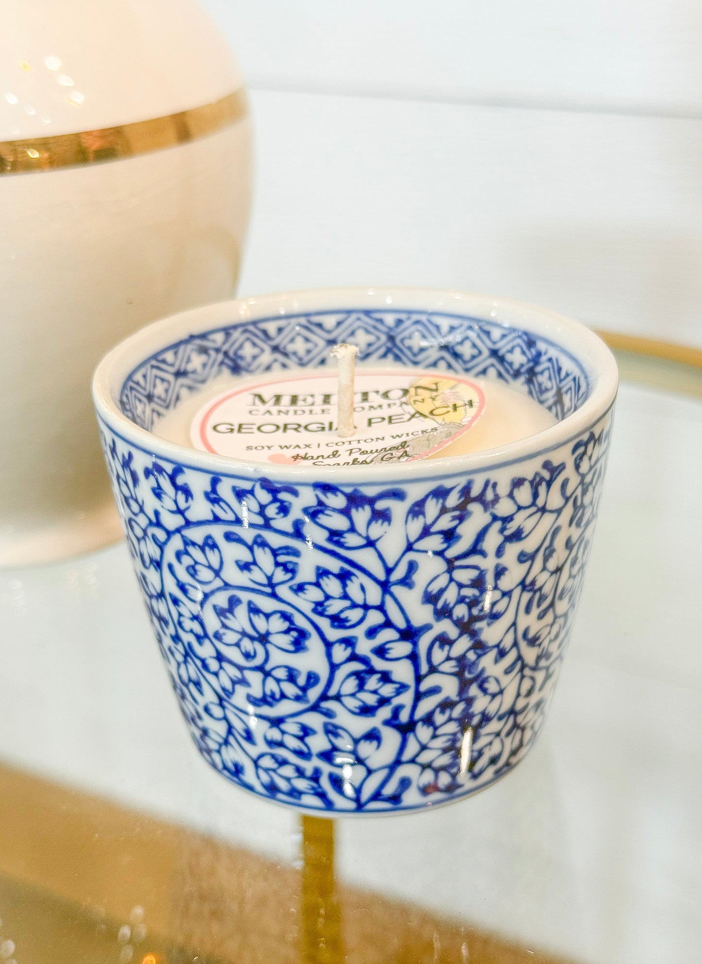 Blue Vine Chinoiserie Candle | Georgia Peach