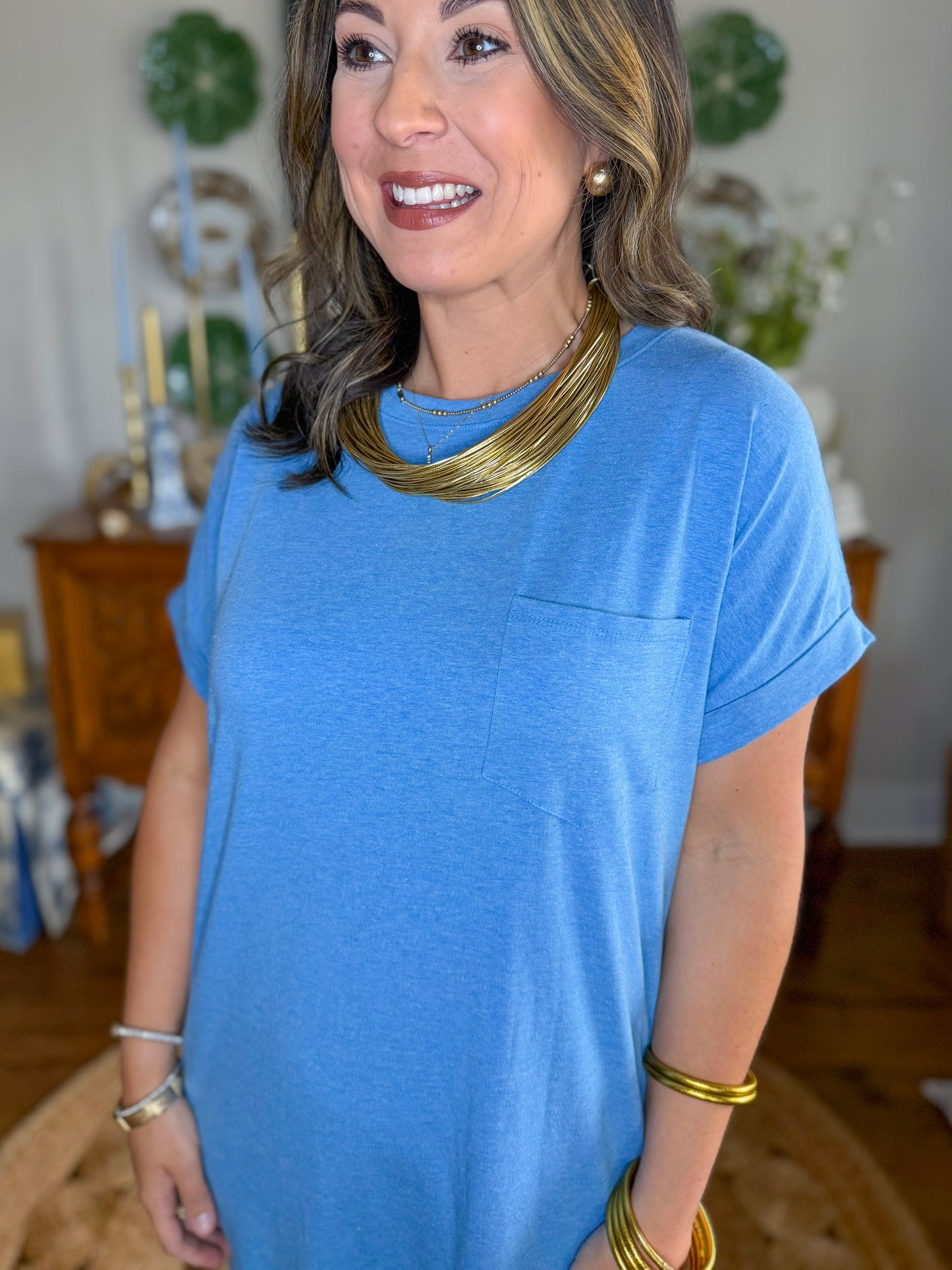 The Easy Tide Midi Dress in Ocean Blue