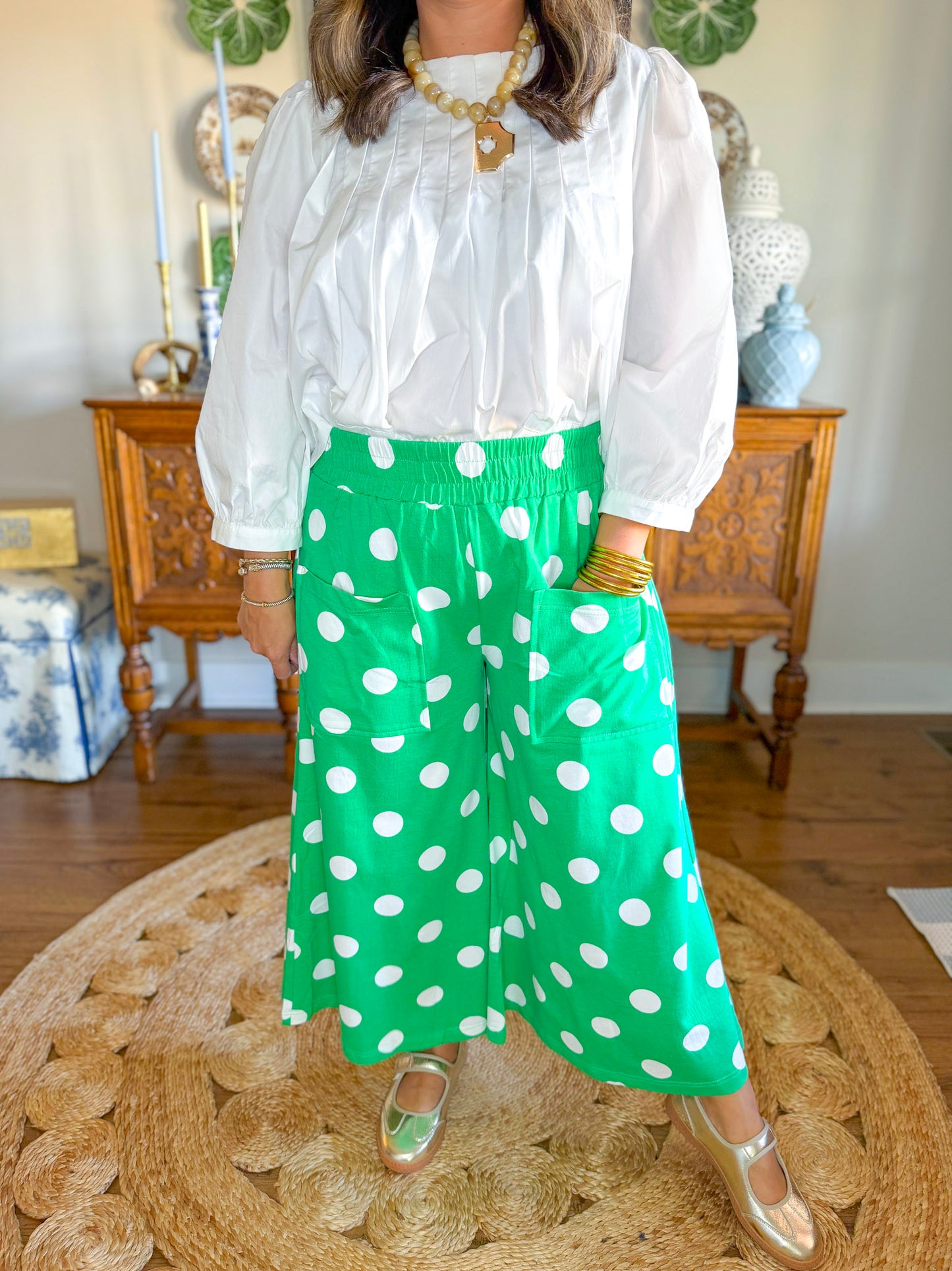 The Timeless Dot Pants in Green