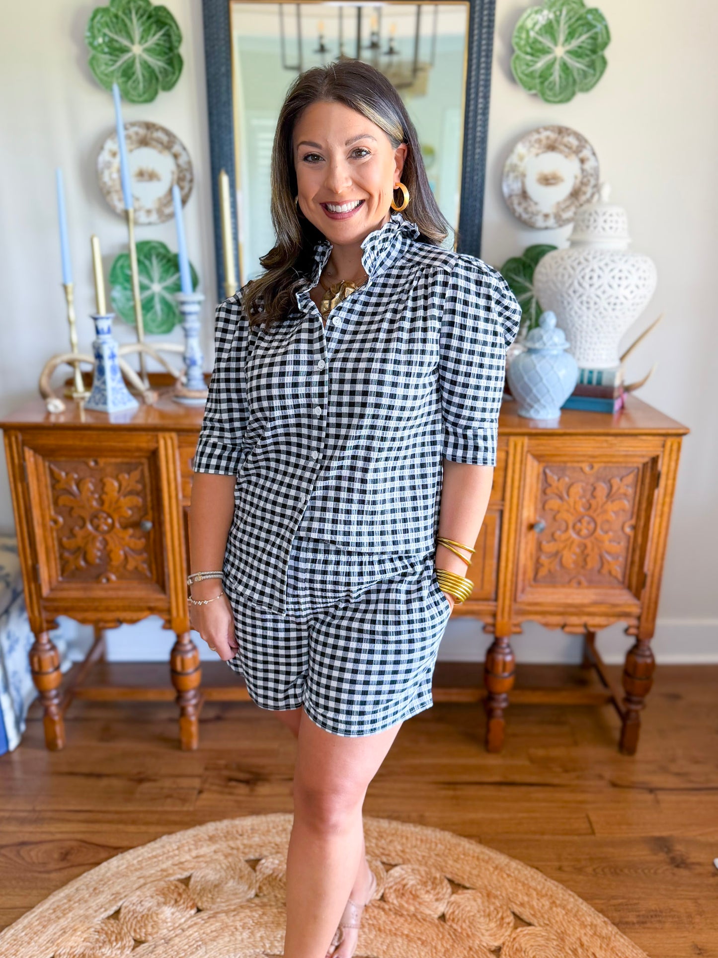 Adrienne | Faye Shorts in Black Gingham