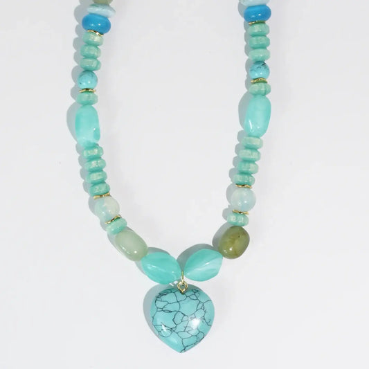 Mint Gem Heart Necklace