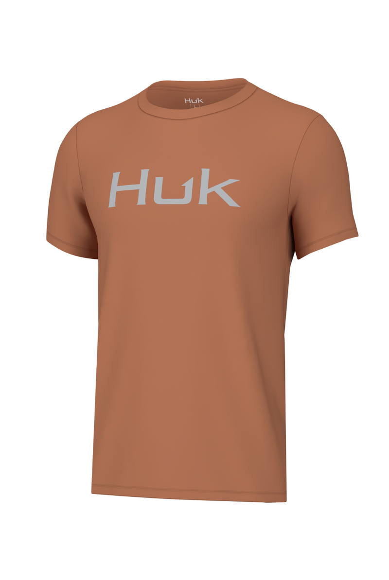Huk Men Small Orange Performance Fishing Short Sleeve Crew Neck T Shirt Tee  Sz S