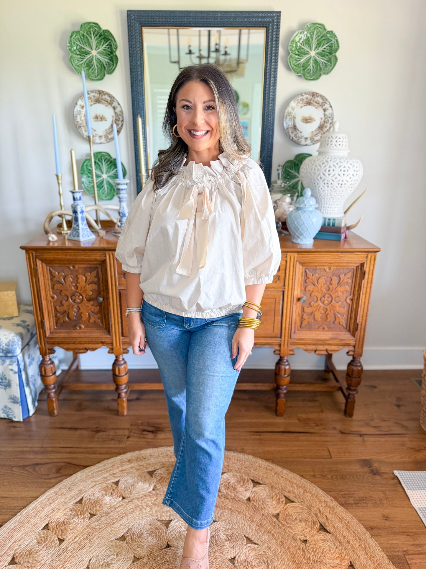 Middleton Bow Top in Cream