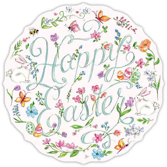 Happy Easter Spring Flowers Bunnies Posh Die-Cut Placemat