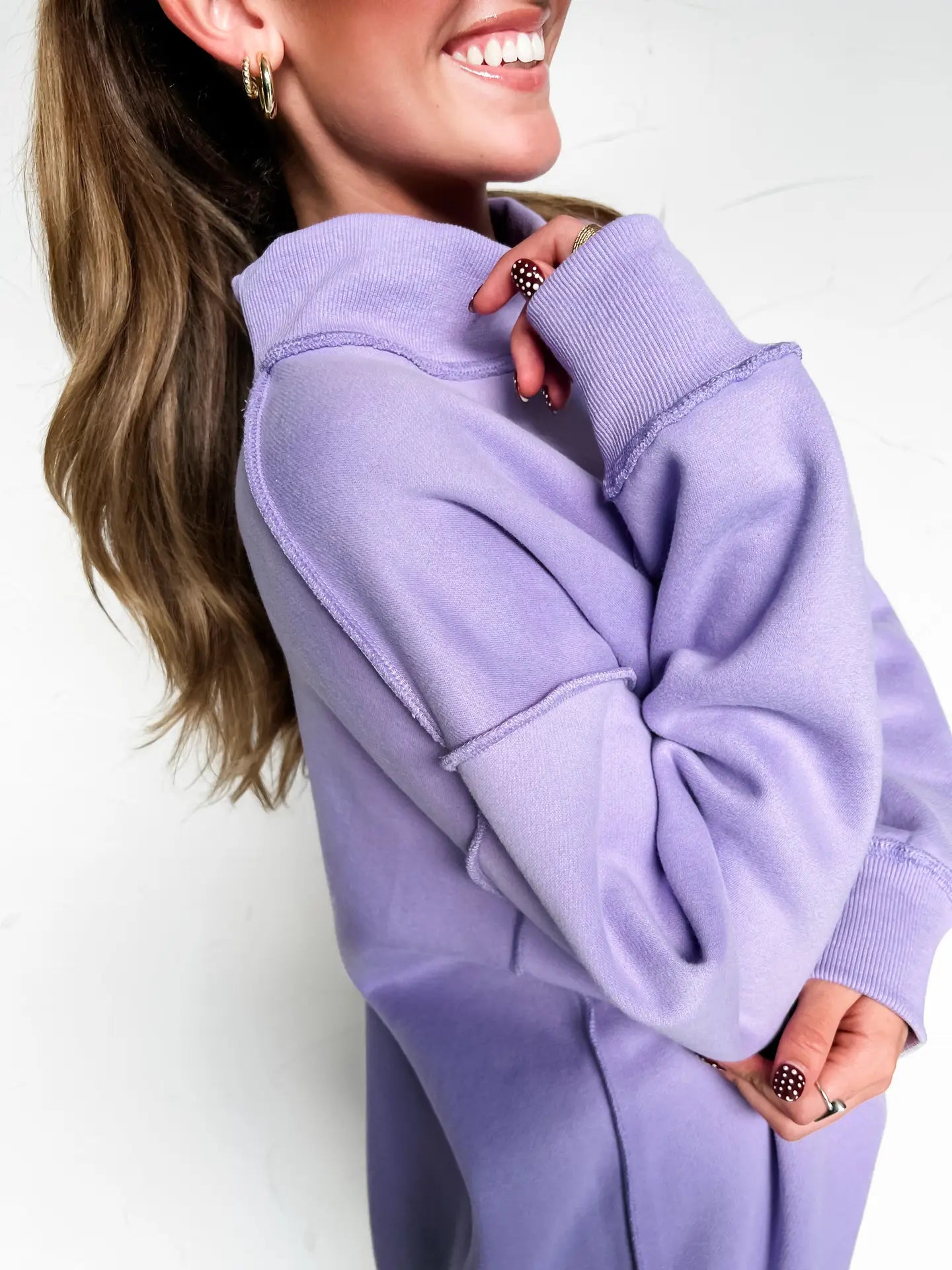 Callie Mock Neck Sweatshirt in Lavendar
