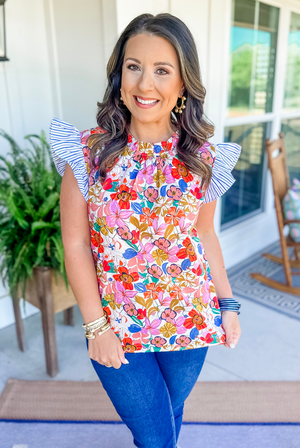 Love Of Florals Ruffle Sleeve Top