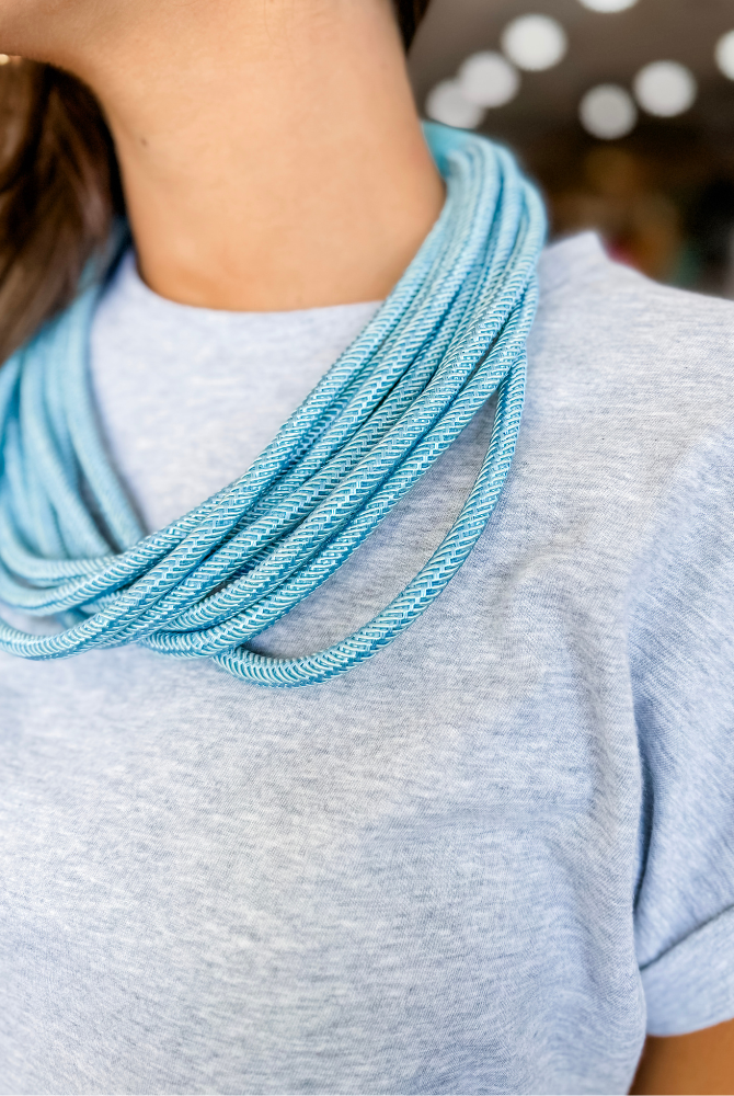 Lilly Slub Rope Necklace in Light Dusty Blue