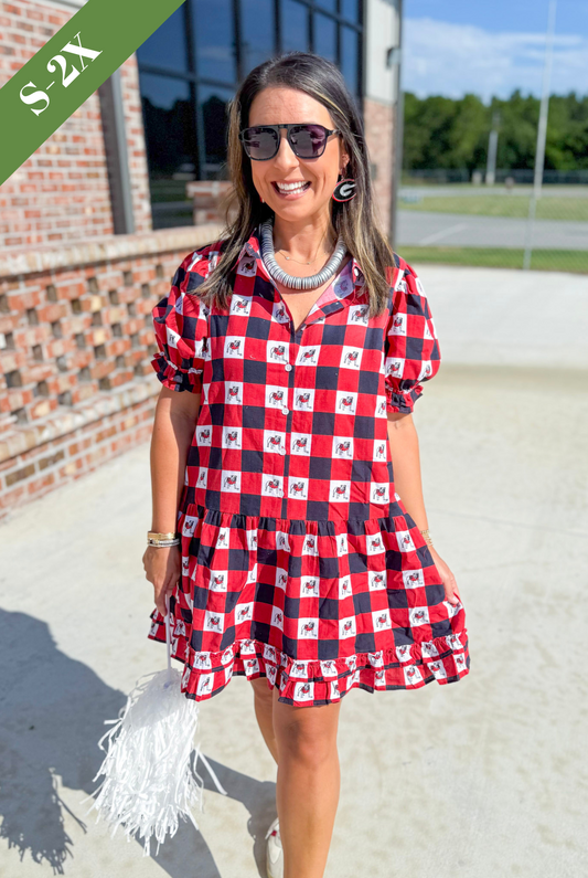 The Georgia Go Gingham Ruffle Dress