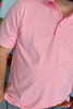Southern Point Horizon Stripe Performance Polo in Flamingo/White