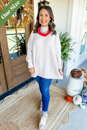 Mud Pie Milo Ribbed Sweater in Cream