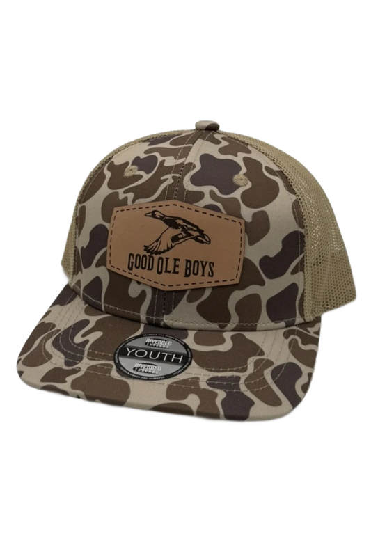 Riverbed Threads | Youth Fat Boy Duck Club GOB Mallard Patch Hat in Brown Camo