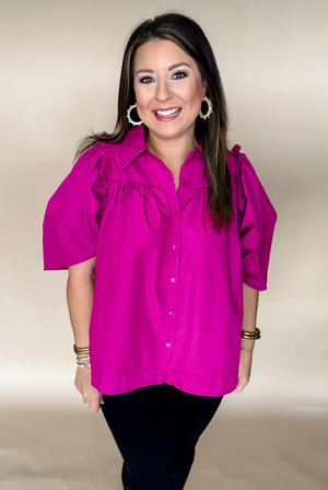 Elegant Love Button Up Top in Orchid