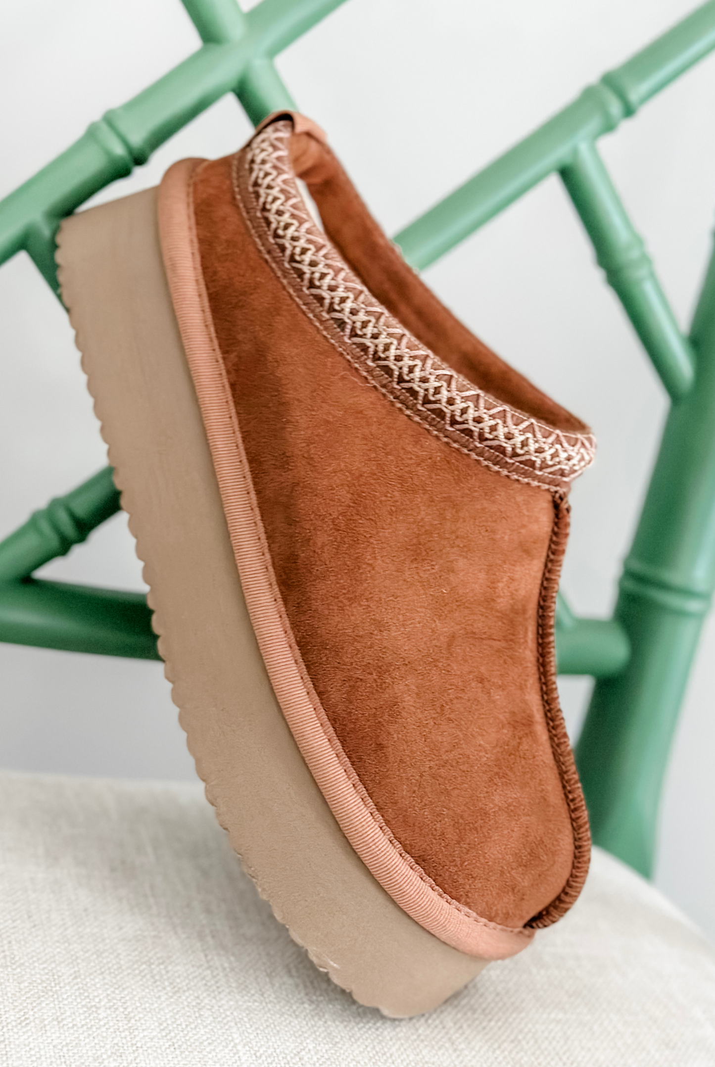 Pillow Talk Suede Platform Slipper in Tobacco