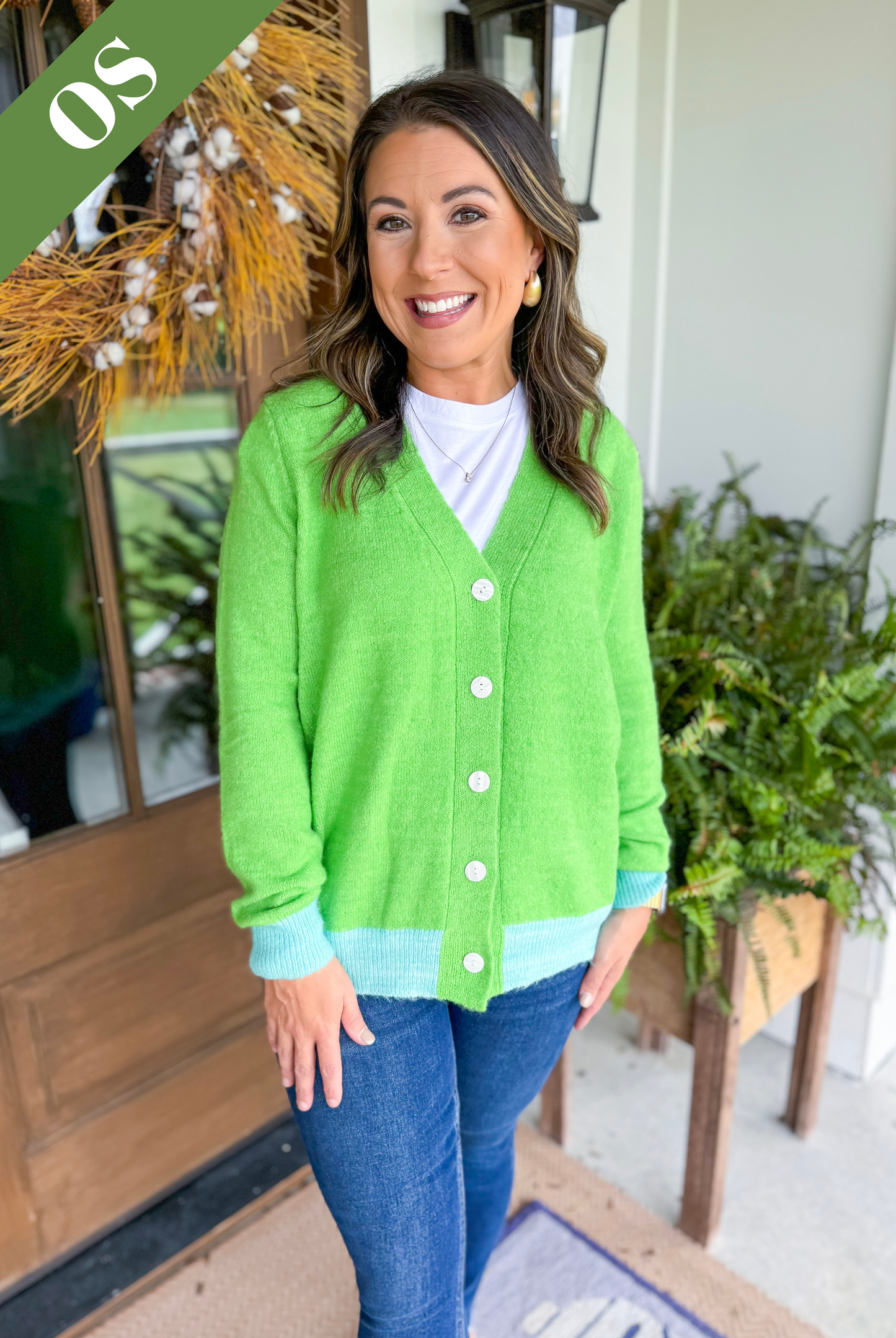 Caryn Lawn Frankie Sweater Cardigan in Lime