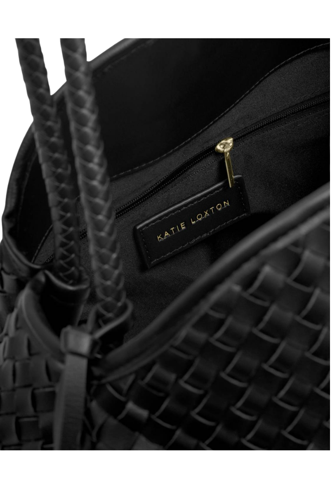 Katie Loxton | Nova Hand Woven Large Shoulder Bag in Black