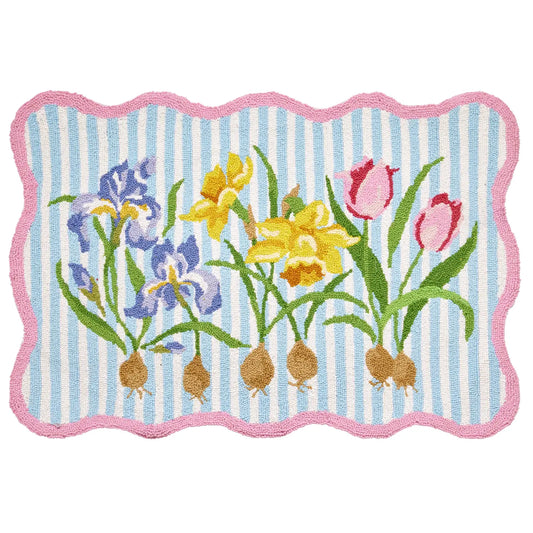Flower Stripes Hook Rug