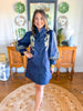 Golden Panther Dress in Navy