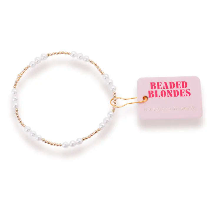 Beaded Blonde Ily Pearl Bracelet in Gold