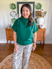 Arden Mock Neck Top in Hunter Green