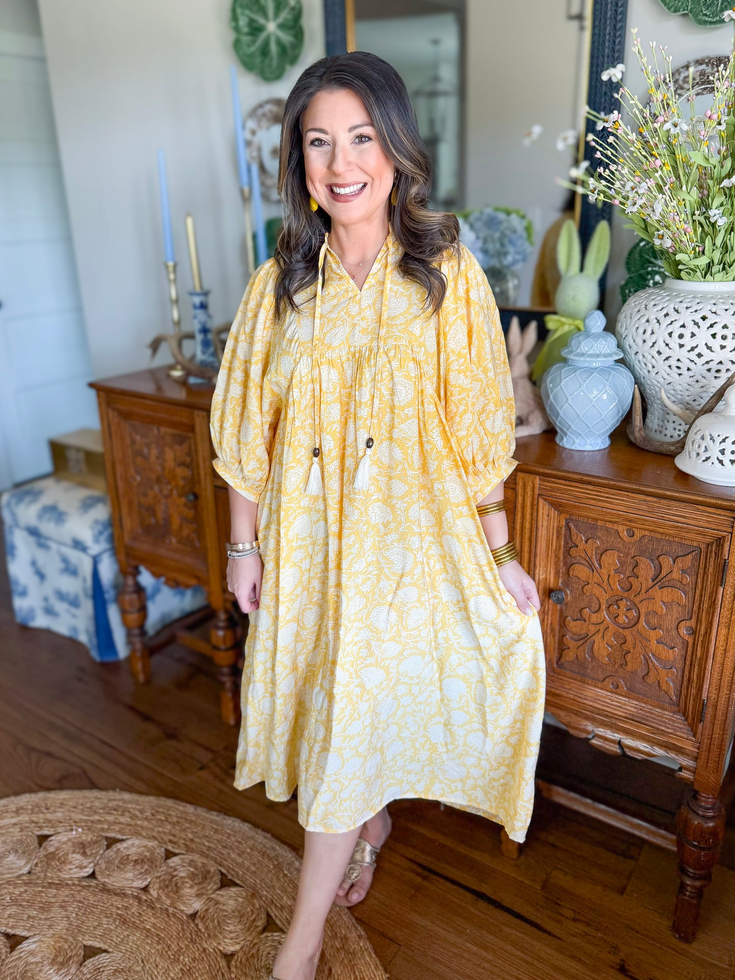 The Buttercup Bloom Boho Midi Dress