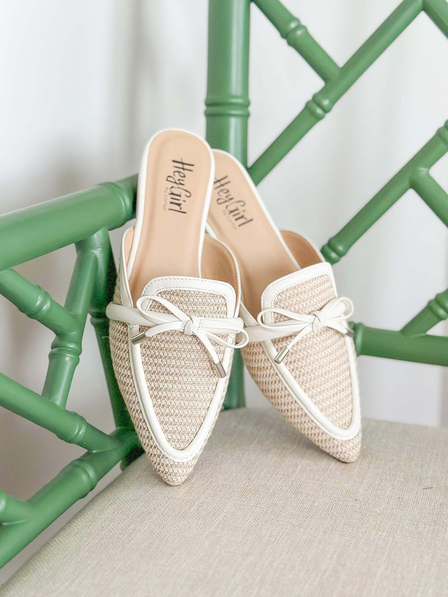 The Vada Raffia Mule in Ivory Combo