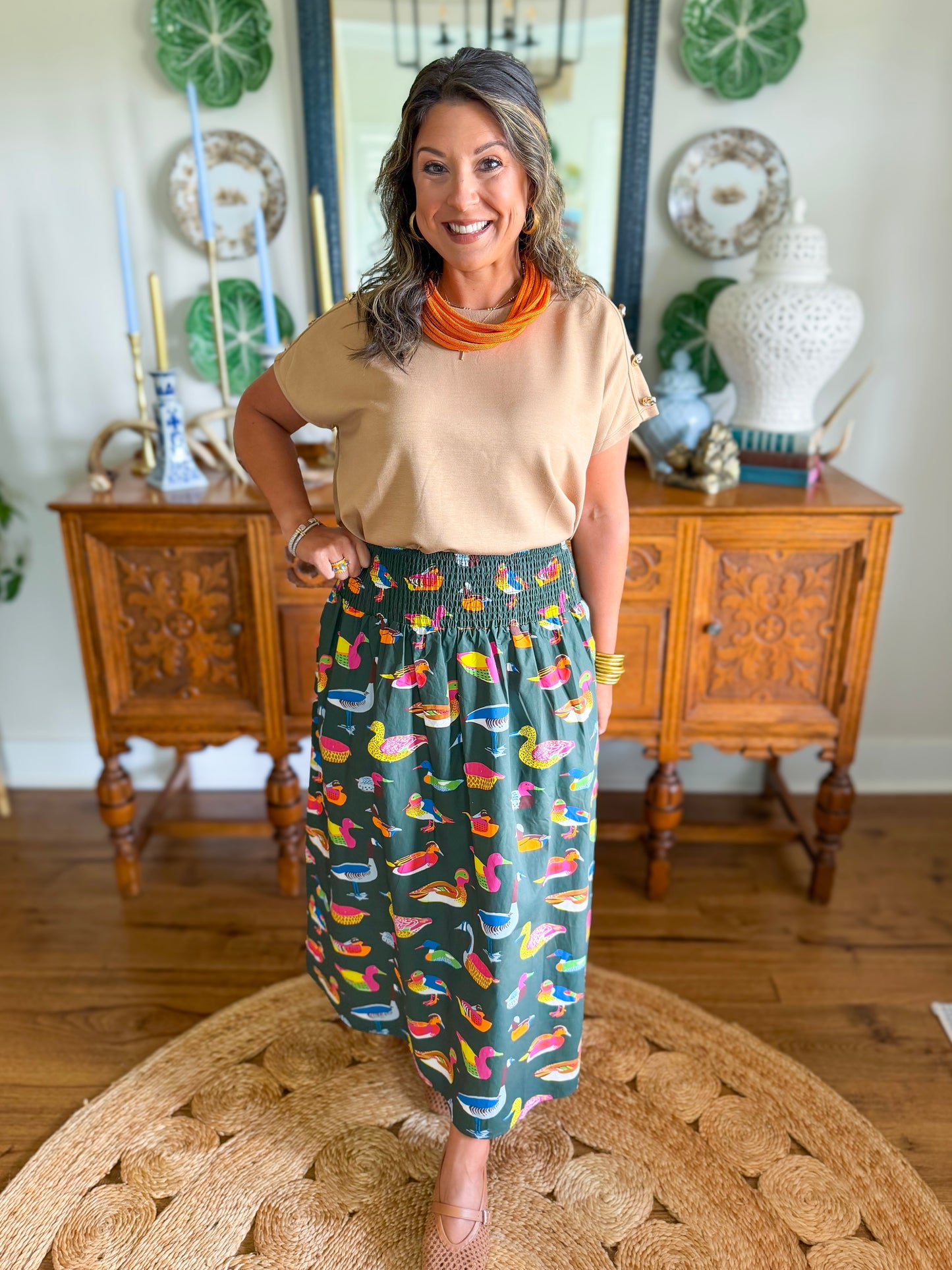 Caryn Lawn | Sutton Duck Skirt in Olive