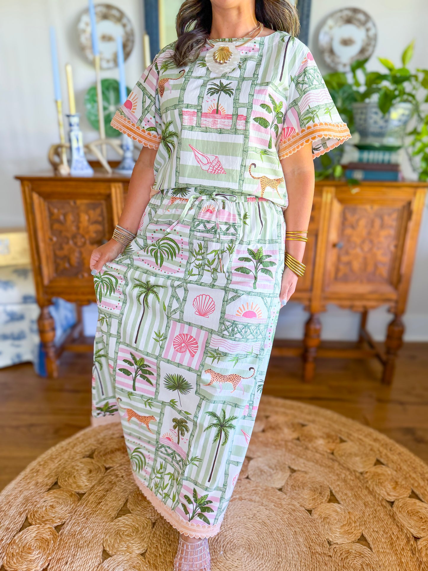Heart of Grace | Skirt Set in Palm Postal