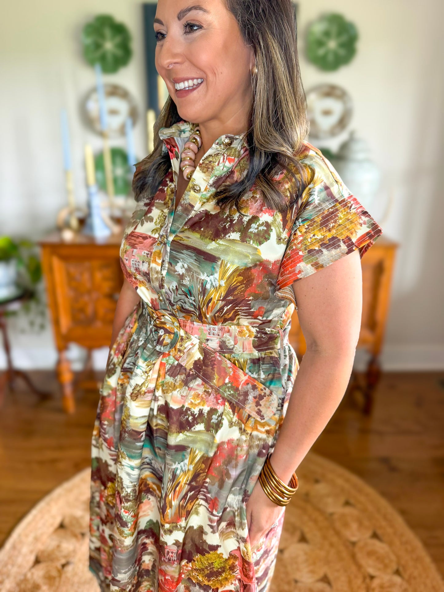 Painted Countryside Midi Dress