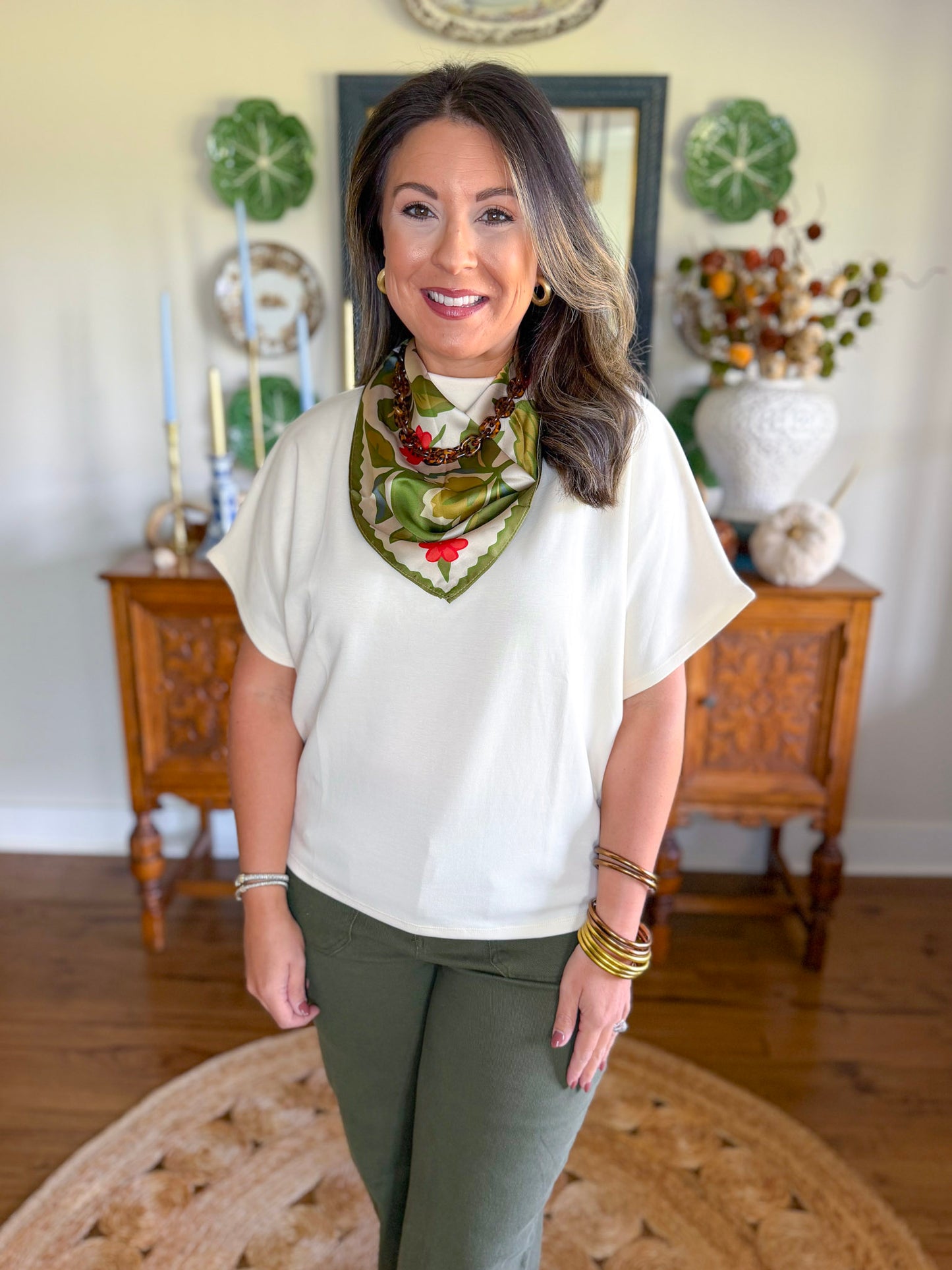 Arden Mock Neck Top in Ivory
