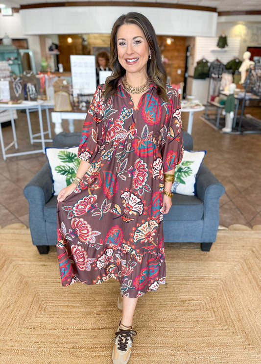 October Florals Midi Dress