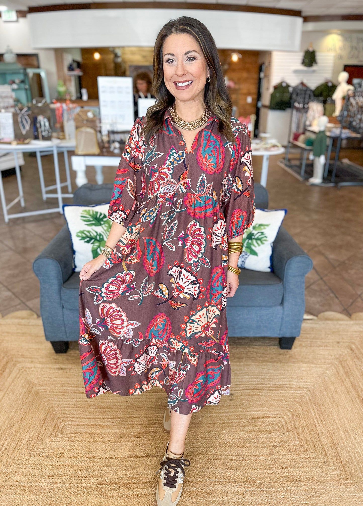 October Florals Midi Dress