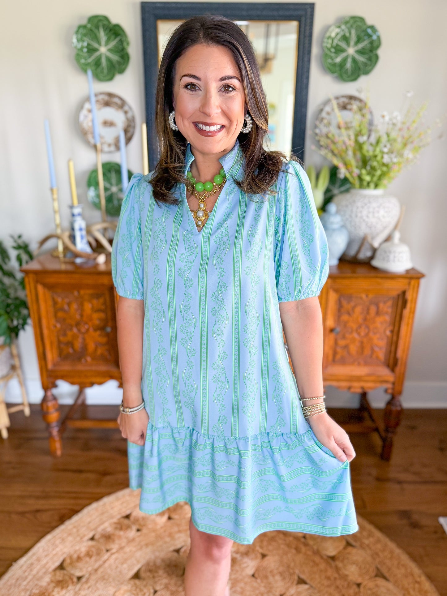 Mary Square I Nancy Dress in Garden Lace Blue