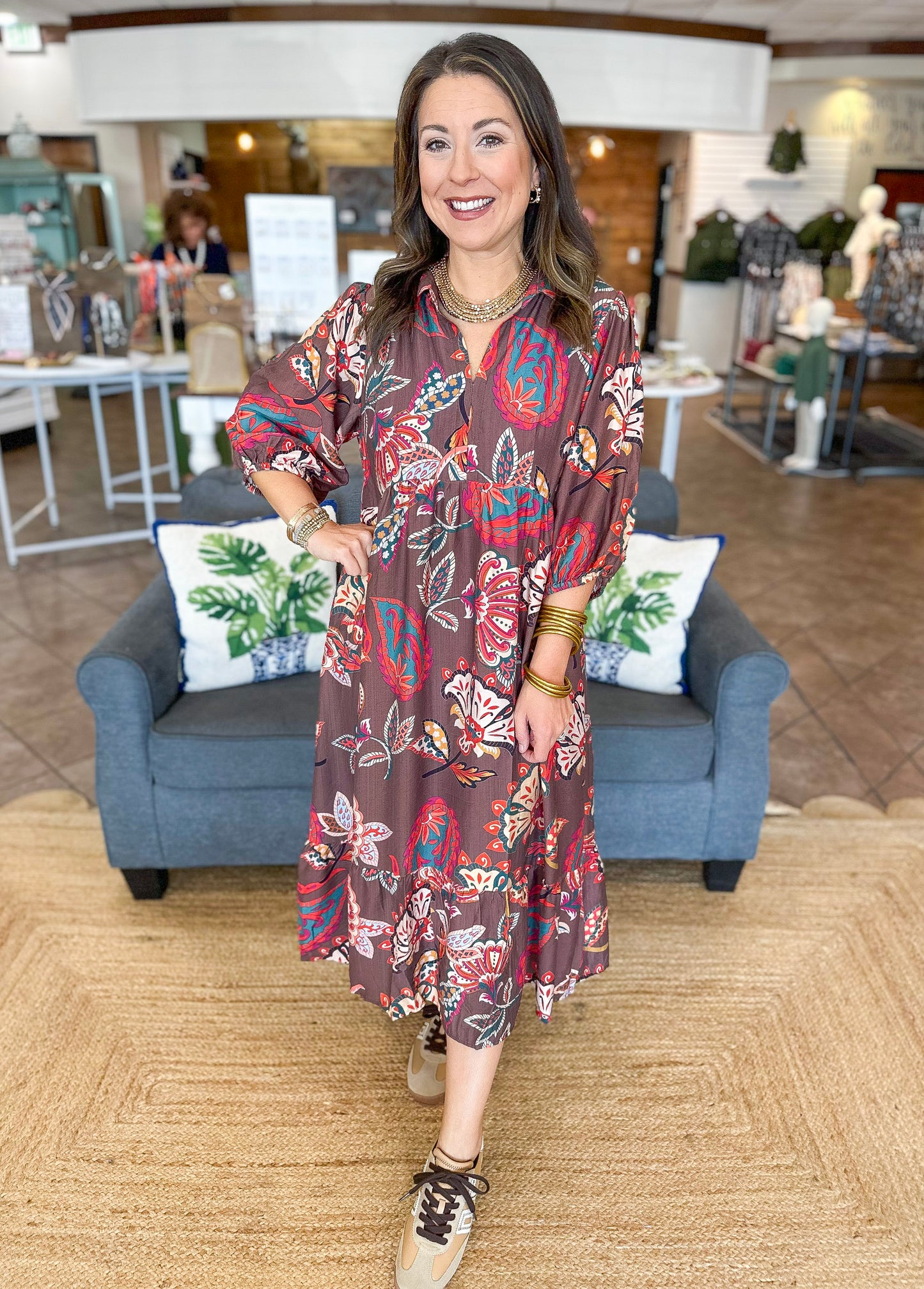 October Florals Midi Dress