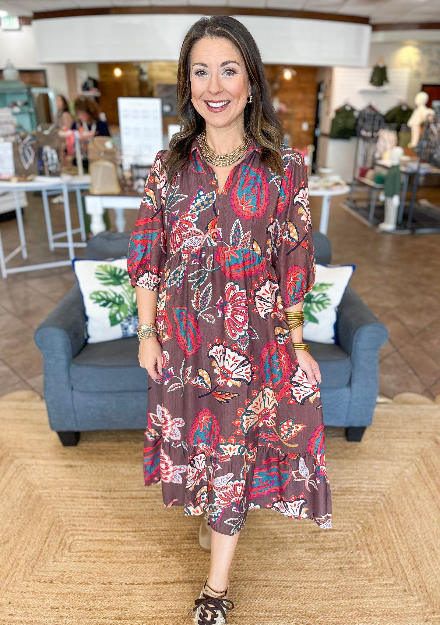 October Florals Midi Dress
