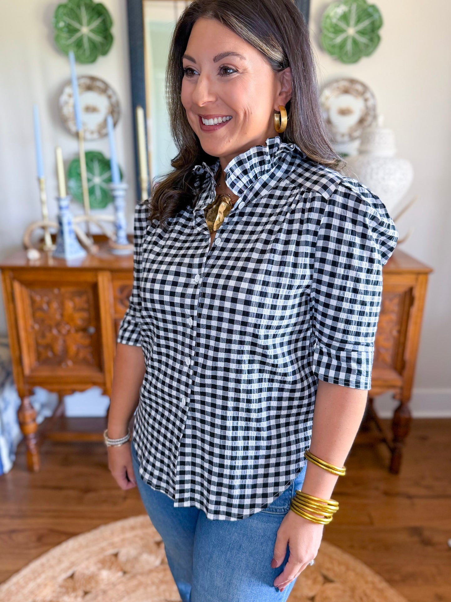 Adrienne | Jodie Top in Black Gingham
