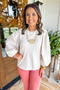 Mud Pie Dillon Poplin Top in Cream