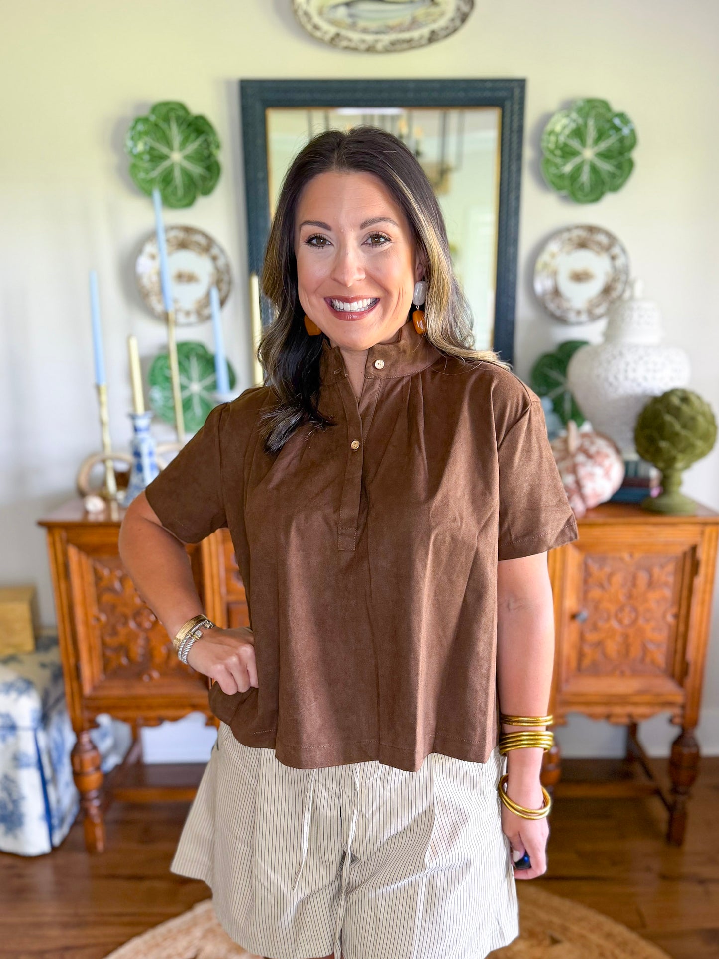 The Elise Blouse in Brown