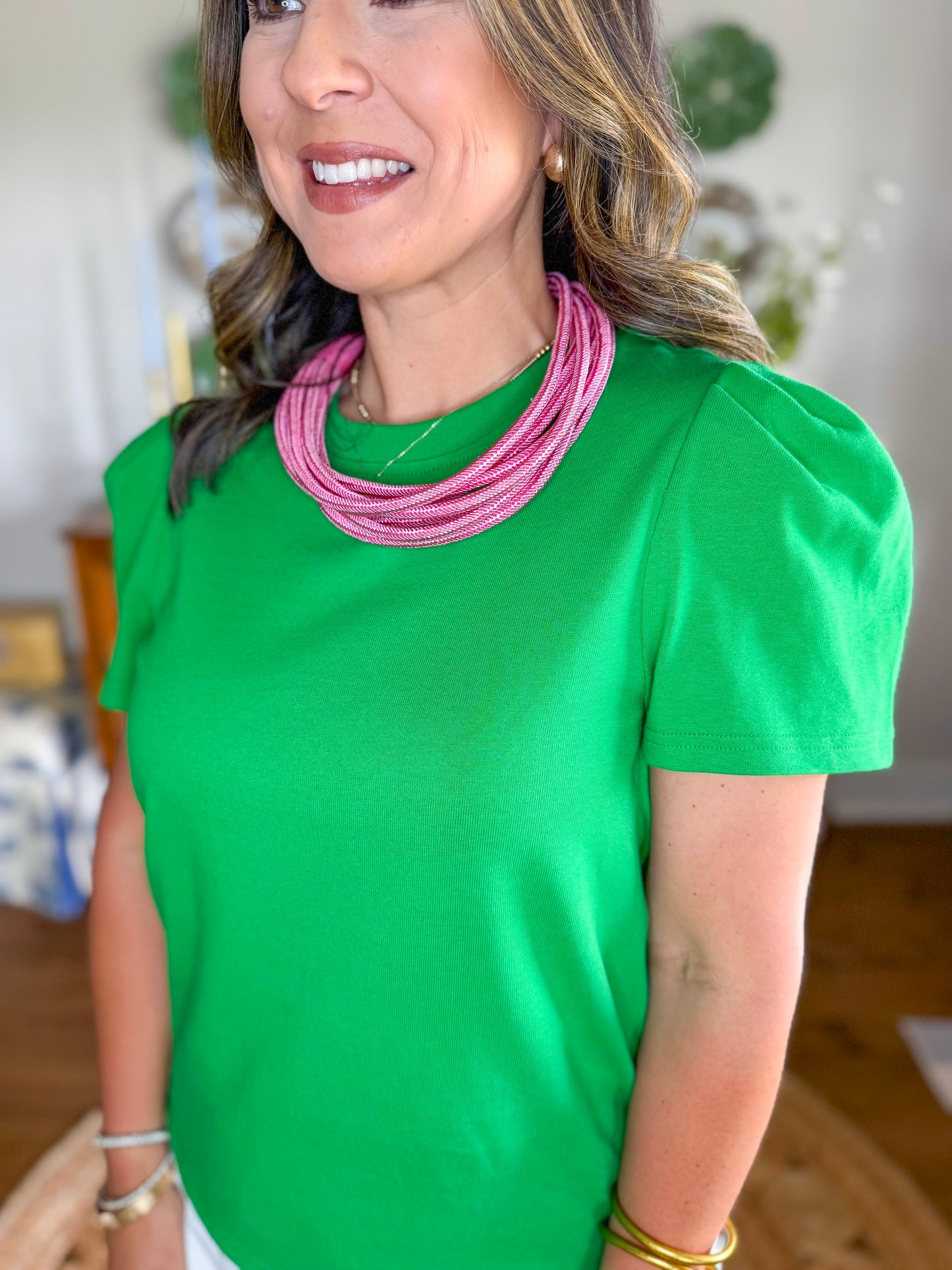 Mary Square | Larissa Pleat Sleeve Tee in Green