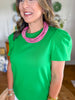 Mary Square | Larissa Pleat Sleeve Tee in Green