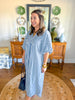 Cottage Gingham Midi Dress in Navy