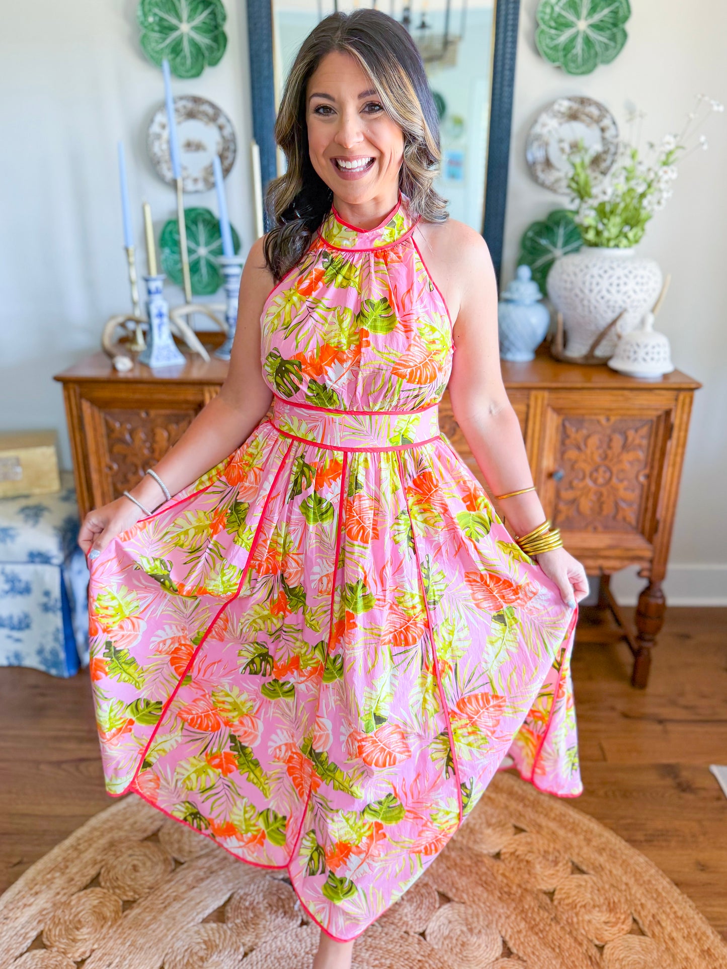 Sunset Palms Midi Dress