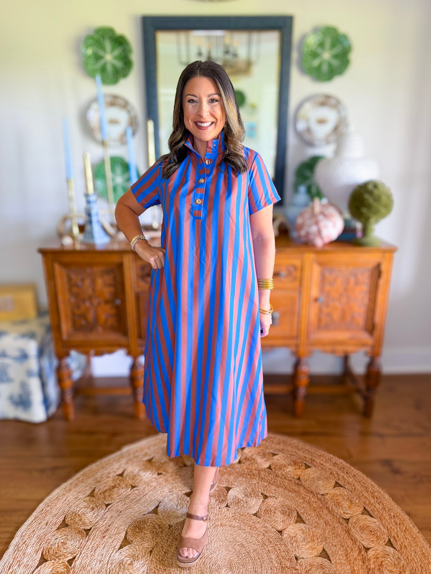 Vivienne Striped Midi Dress